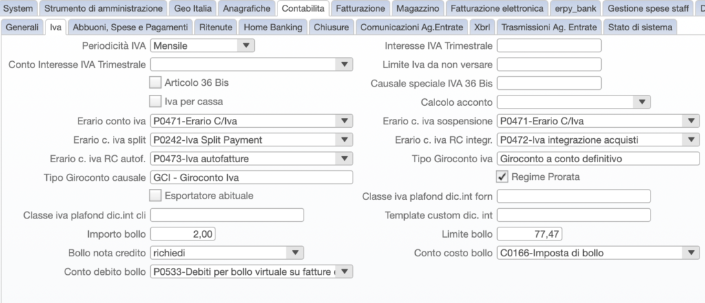 Preferenze IVA