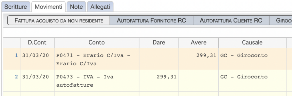 Giroconto IVA da integrazione non detraibile